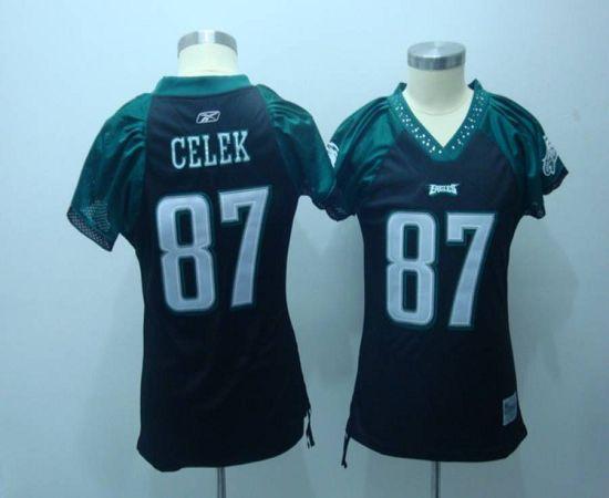 Eagles #87 Brent Celek Black Women's Field Flirt Stitched NFL Jersey